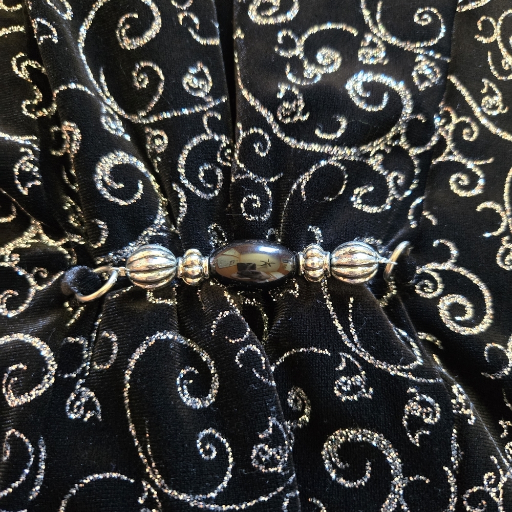 3/$25 Notations Woman Velvet Sparkle Top Jaxket Stretch 1X Black Silver Evening - Picture 6 of 12